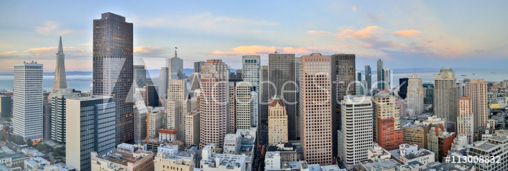 Picture of San Francisco Downtown Panoramic View at Sunset Aerial view of San Francisco Financial District